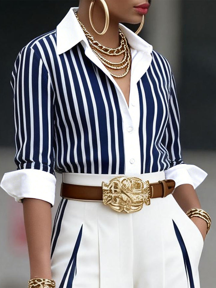 Hailey - Elegant Striped Two-Piece Set