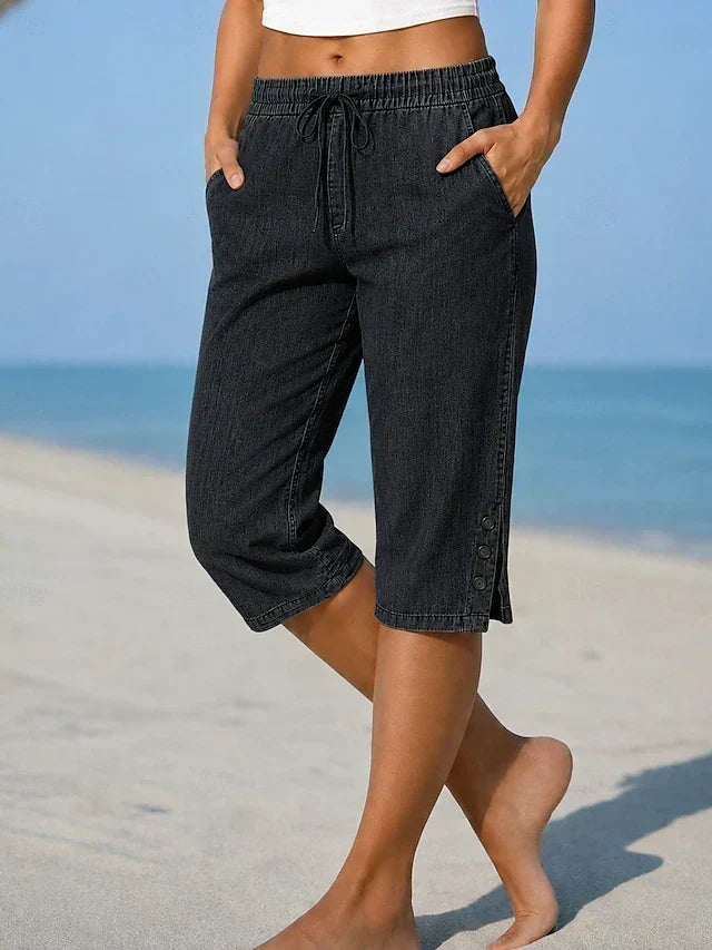 Lorraine comfort-waist capri pants, close-up fabric view
