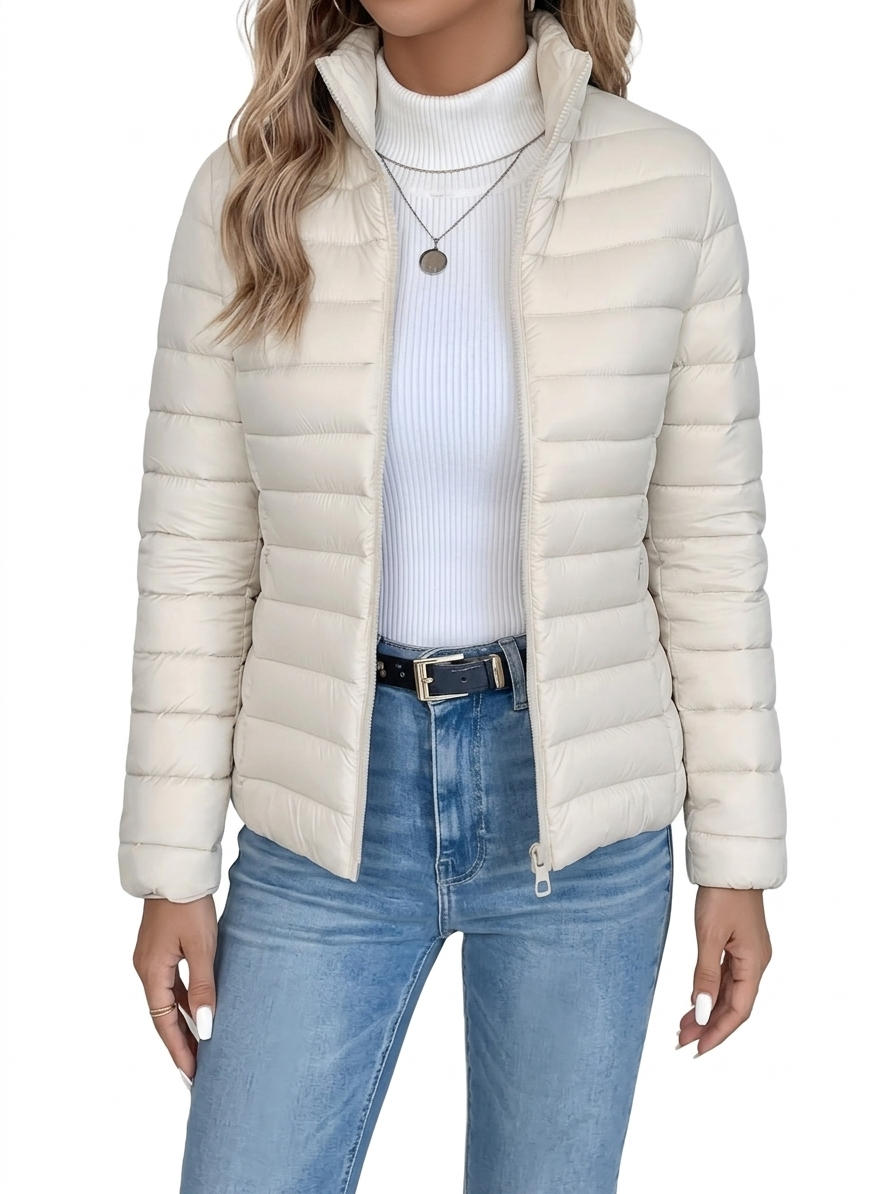 Odette Padded Transitional Jacket in Off-White